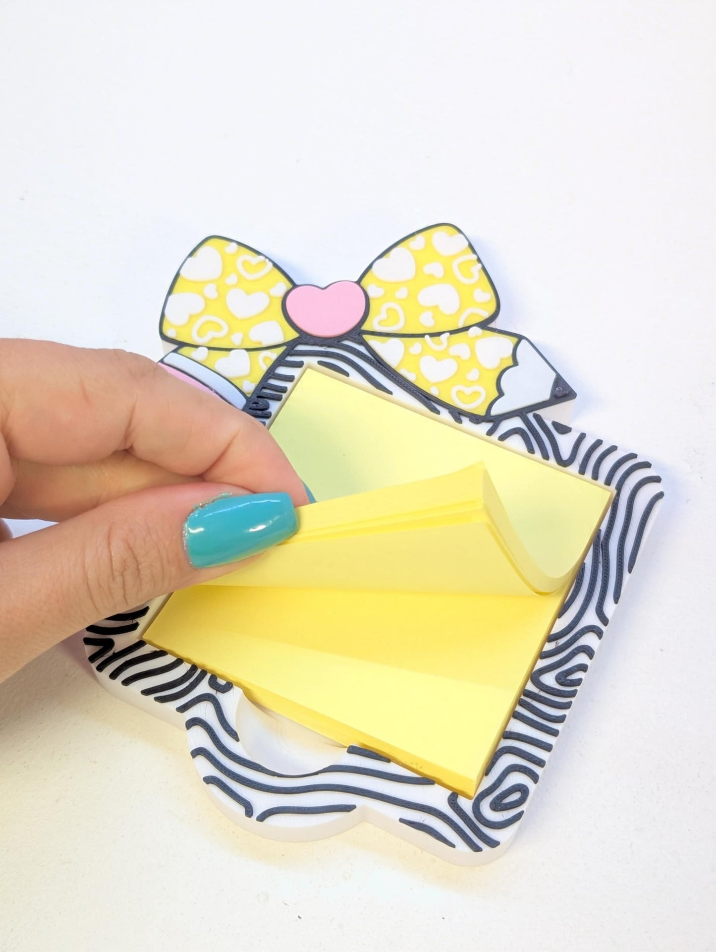 Heart Pencil Bow Sticky Note Holder - STL & 3MF - Digital Download
