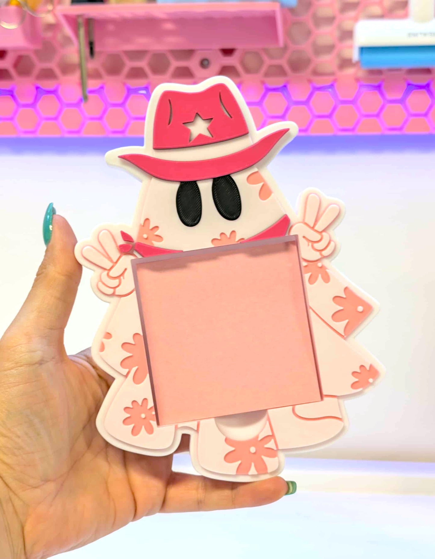 Cowboy Ghost Sticky Note Holder - STL & 3MF - Digital Download