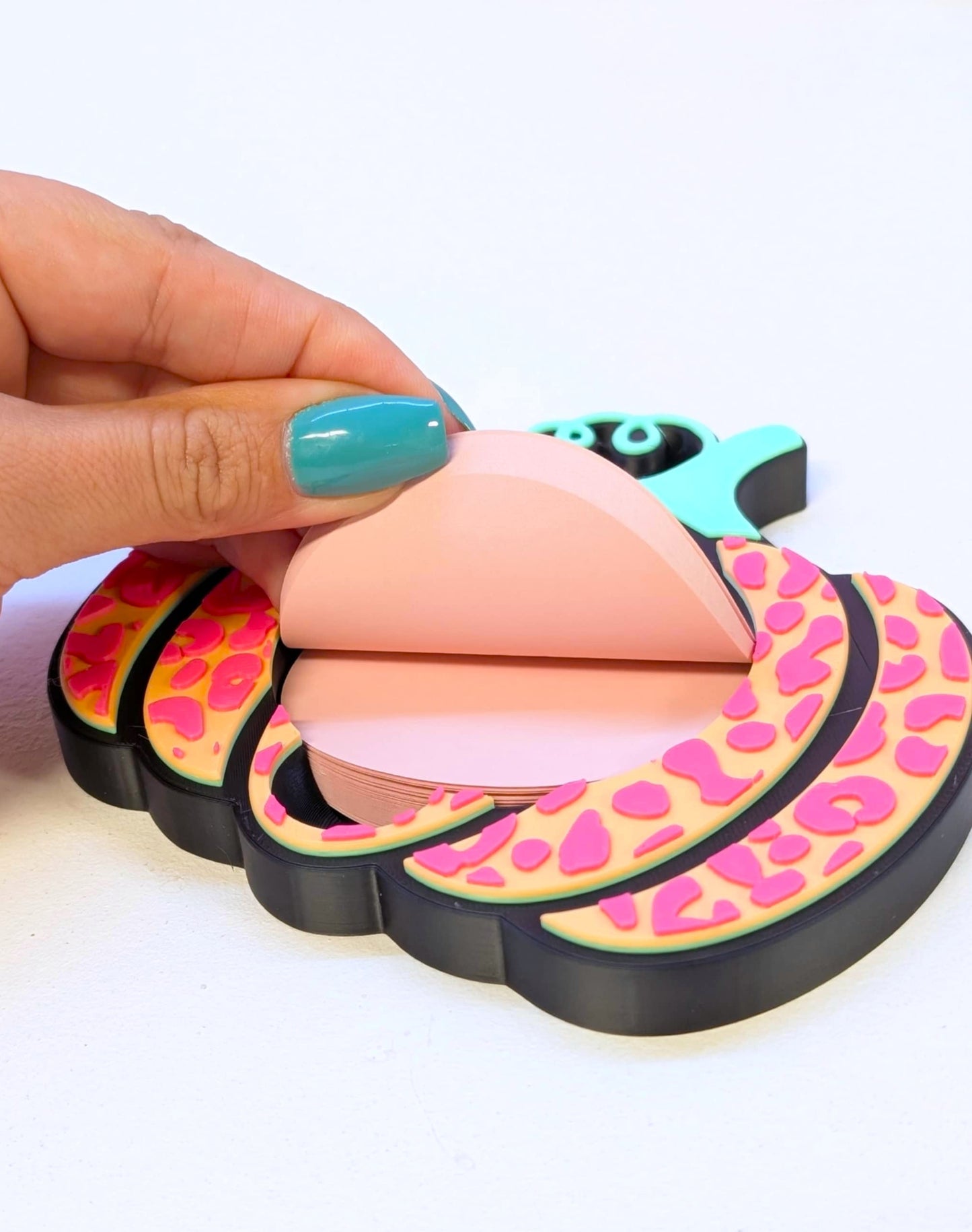 Leopard Print Pumpkin Round Sticky Note Holder - STL & 3MF - Digital Download