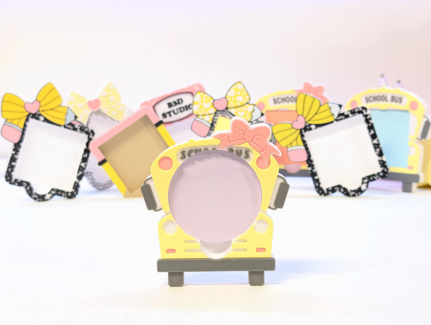 Bow School Bus Round Sticky Note Holder - STL & 3MF - Digital Download
