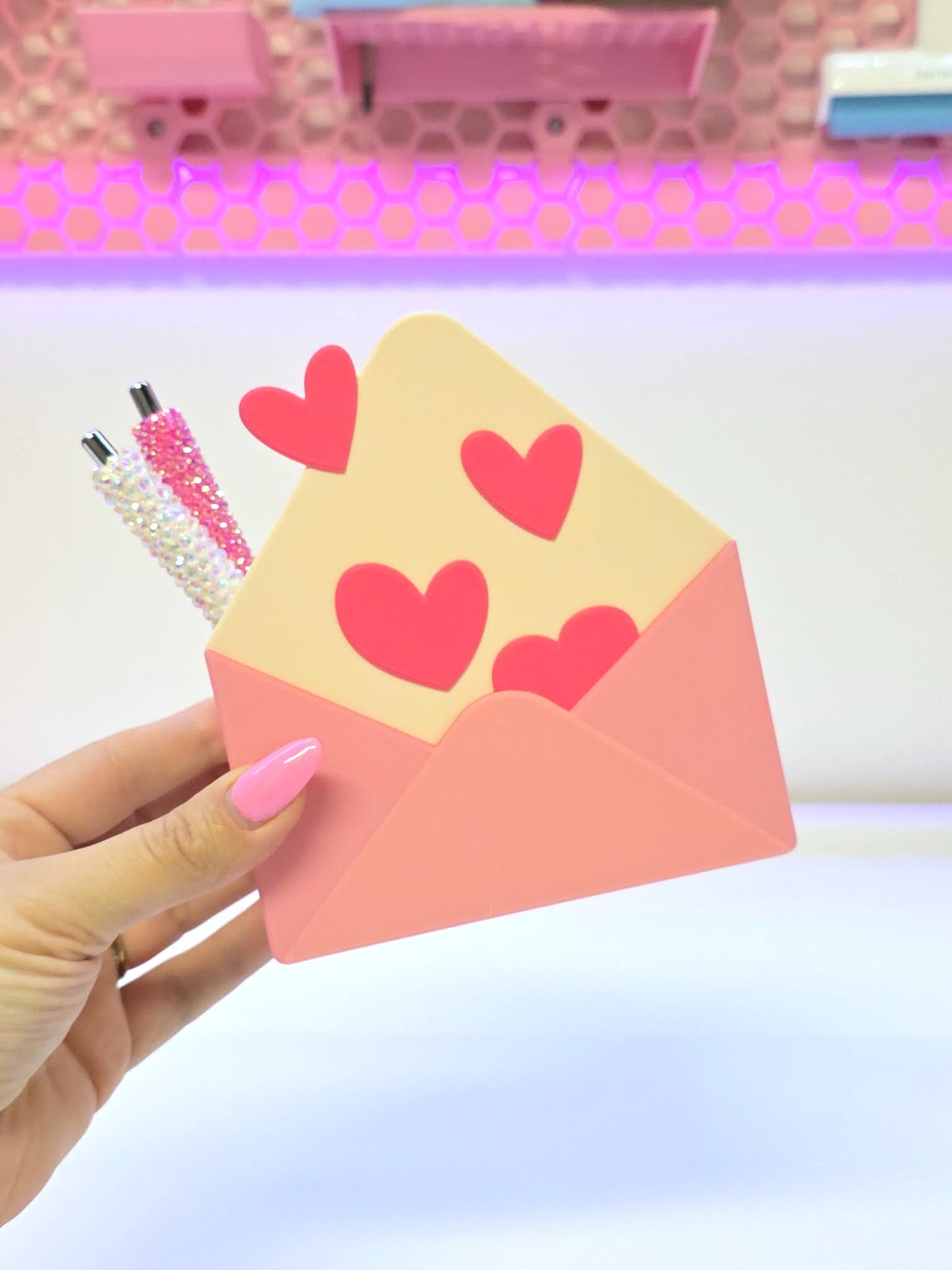 Love Letter Pen Holder 3D Printable: Desk Decor (STL + 3MF File)