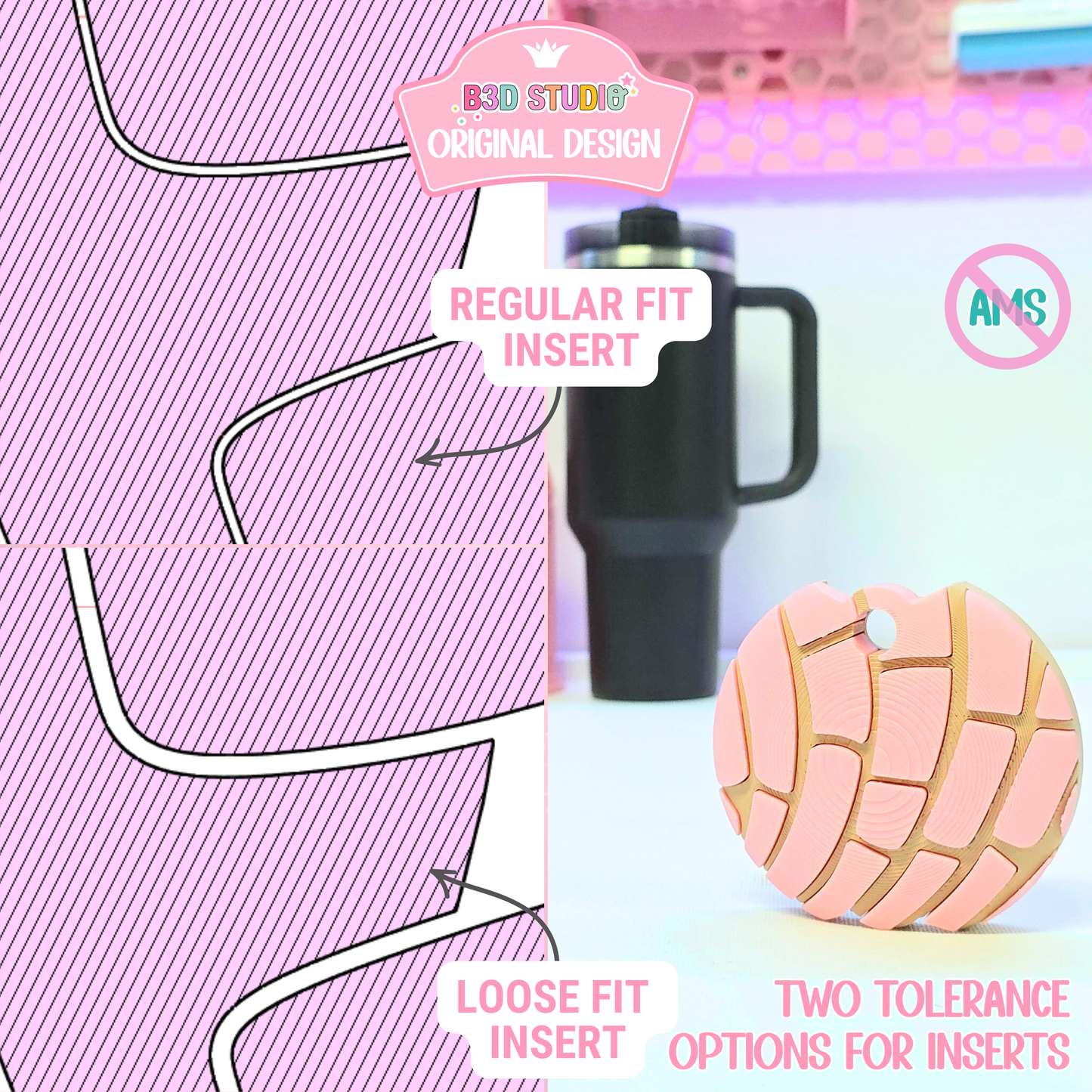 30OZ Concha Tumbler Topper: 3D Print STL & 3MF Pan Dulce Lid Toppers (Digital Download)