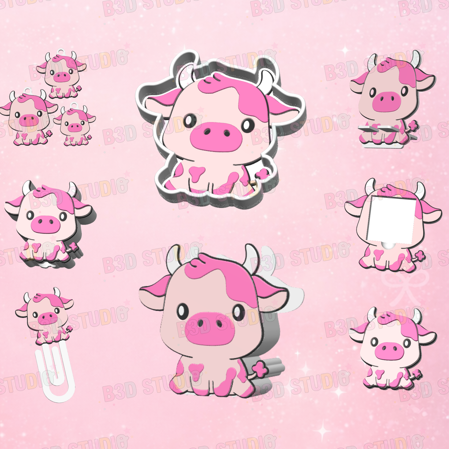 Cow 3D Print File Bundle – Desk Decor (STL/3MF Digital Download)