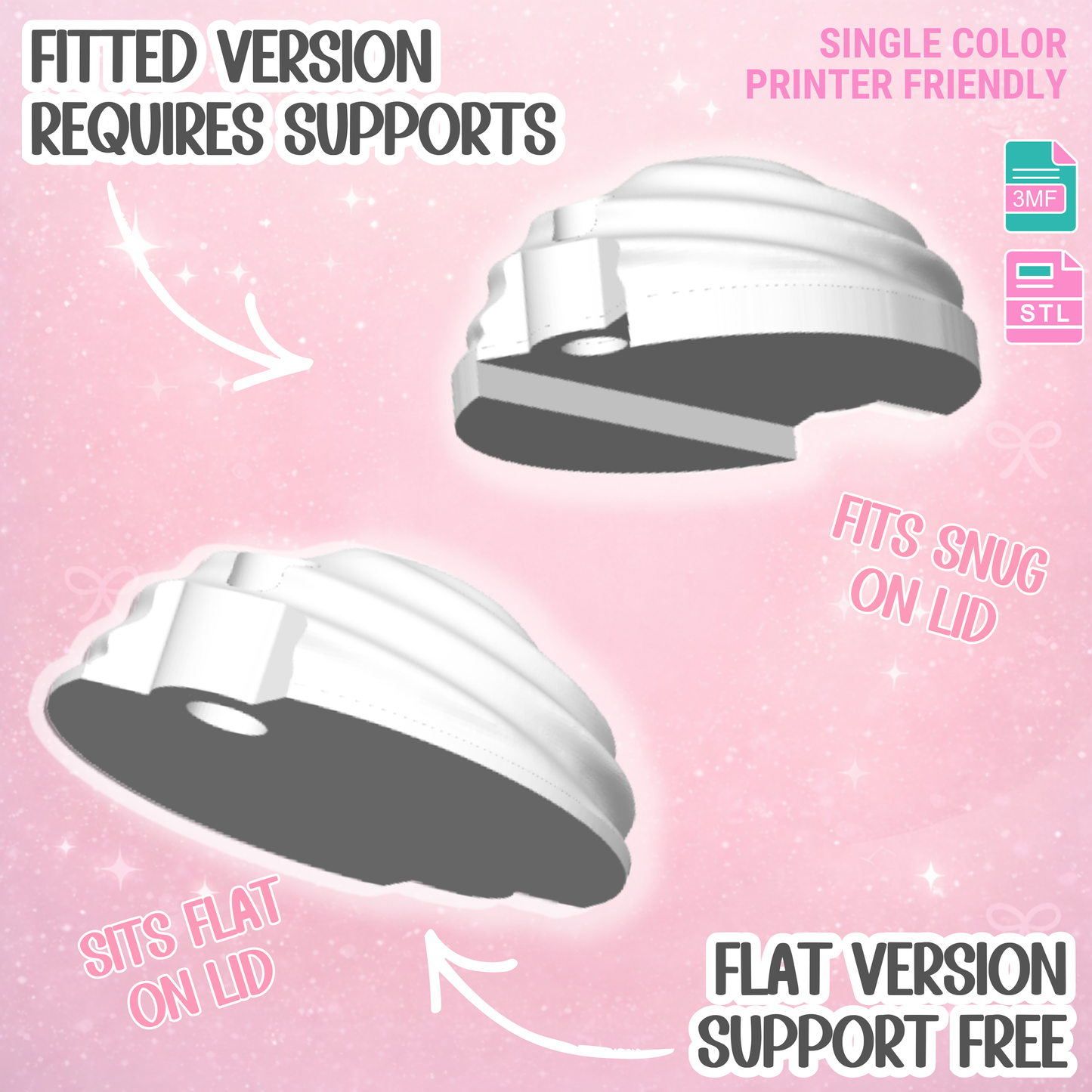 30oz Whip Tumbler Topper: 3D Print STL & 3MF File Lid Toppers (Digital Download)