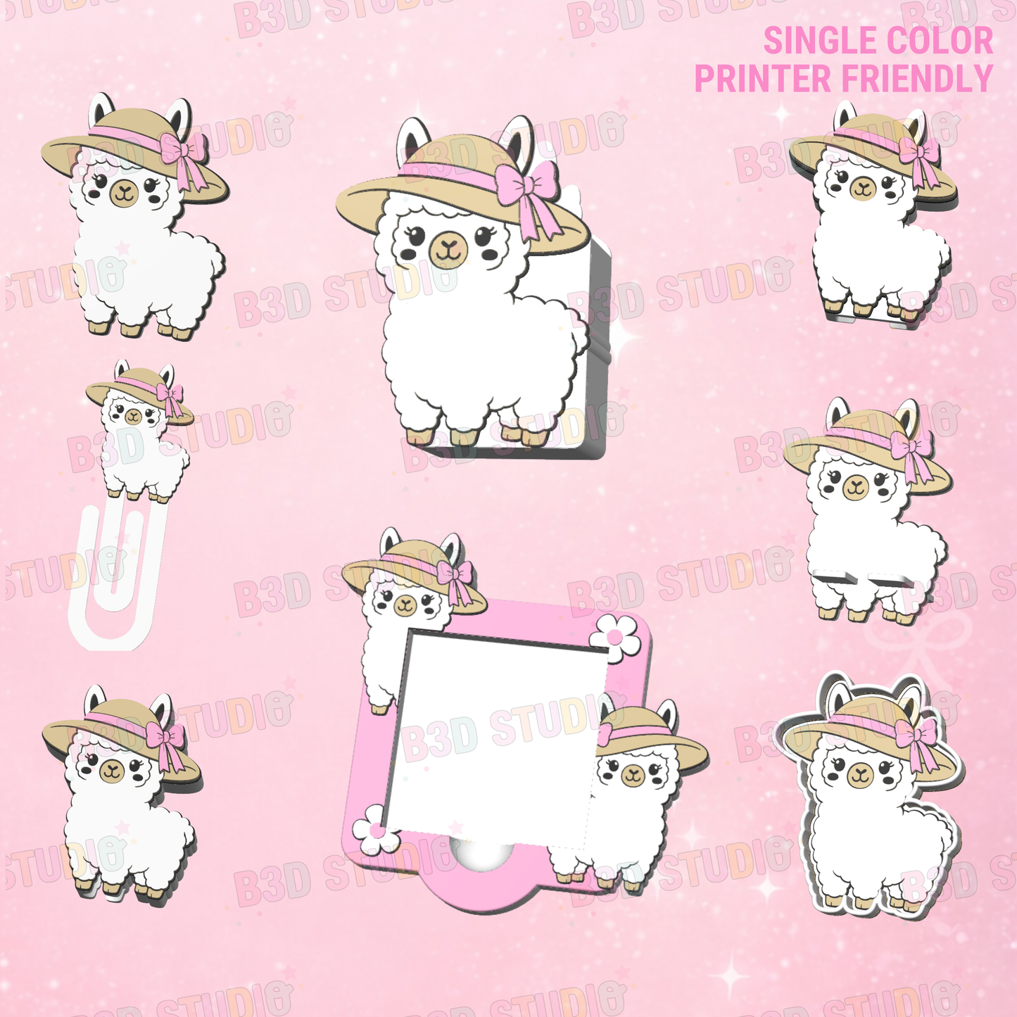Summer Llama Bundle 3D Print File Bundle: 8 Piece Design Set (STL & 3MF Digital Download)