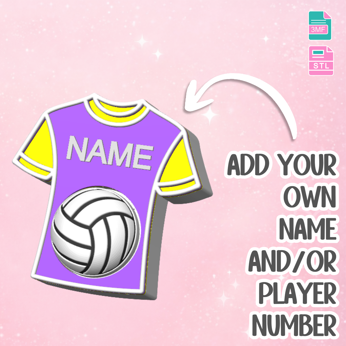 Volleyball Jersey Fidget Clicker Keychain STL & 3MF Editable 3D Print File - AMS (Digital Download)