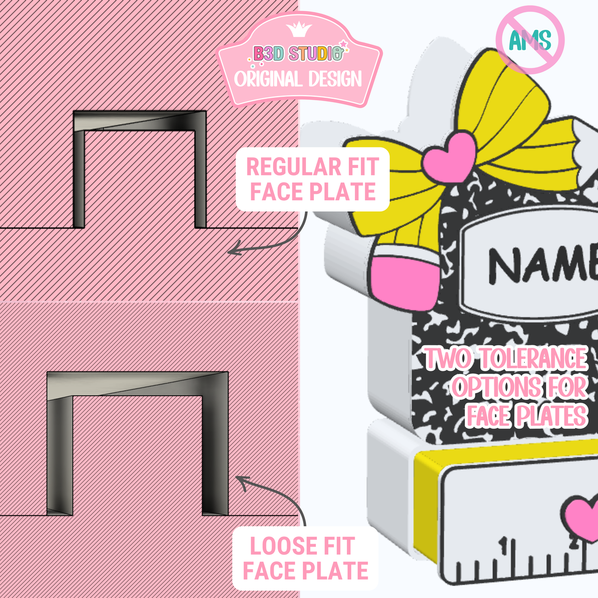 Editable Pencil Bow Drawer Pen Holder: 3D Print STL & 3MF File (Digital Download)