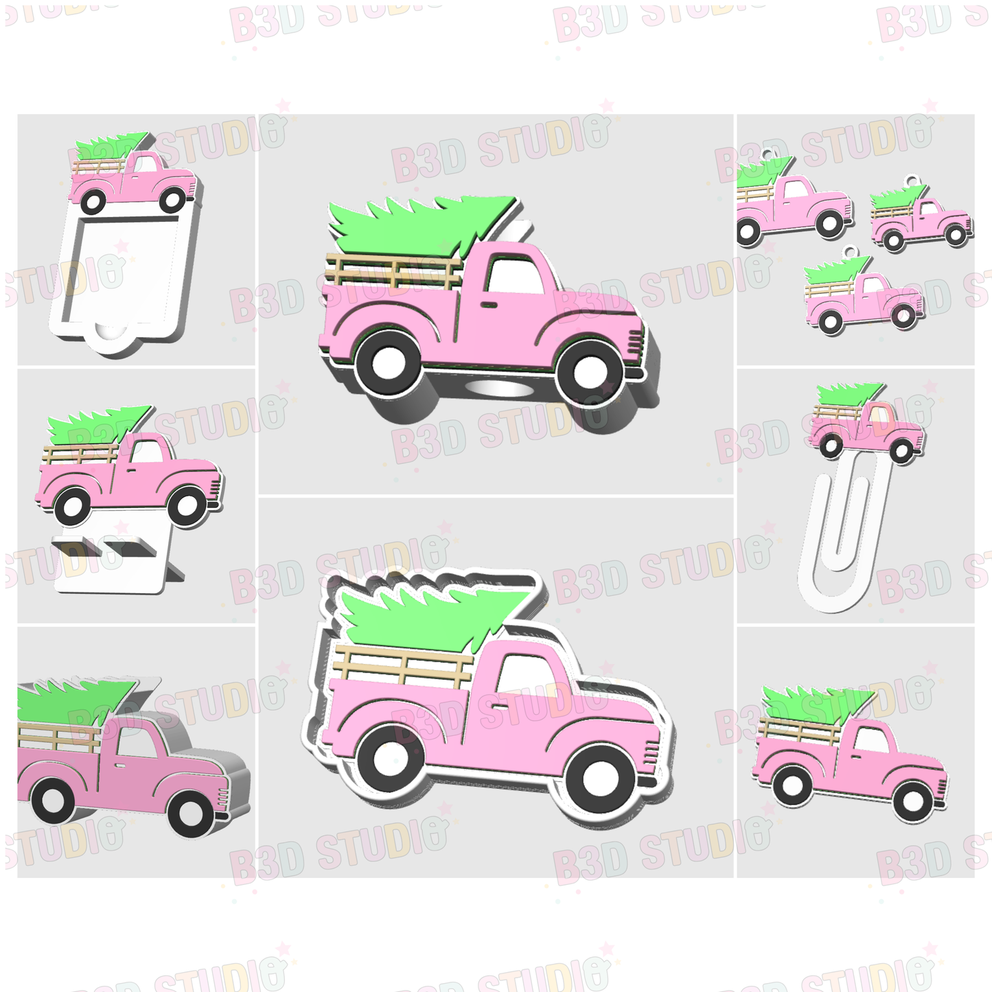 Farm Truck 3D Print File Design Bundle: Desk Gift Set (STL & 3MF Digital Download)