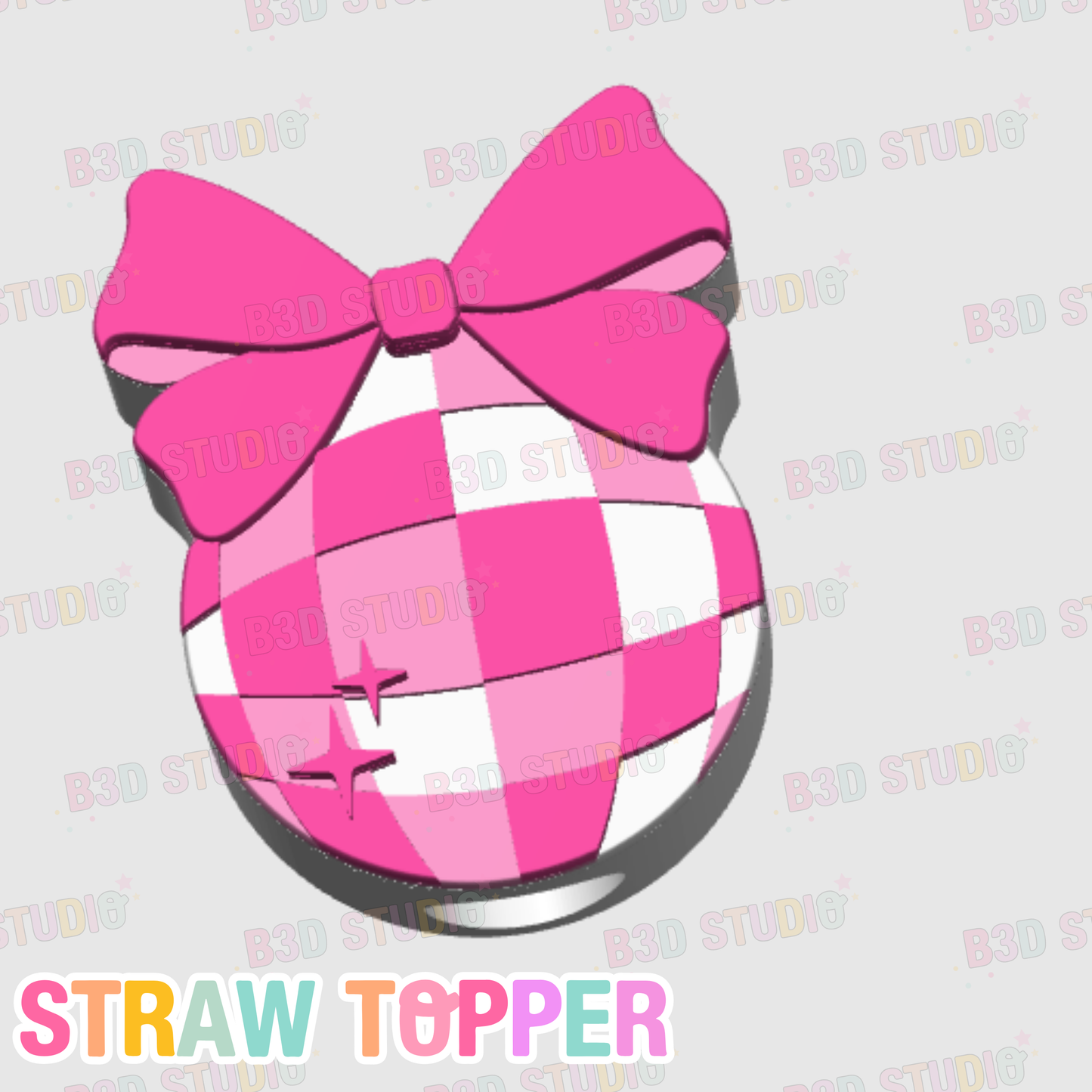 Disco Bow Straw Topper 3D Print File (STL & 3MF Digital Download) 8mm + 10mm Sizes