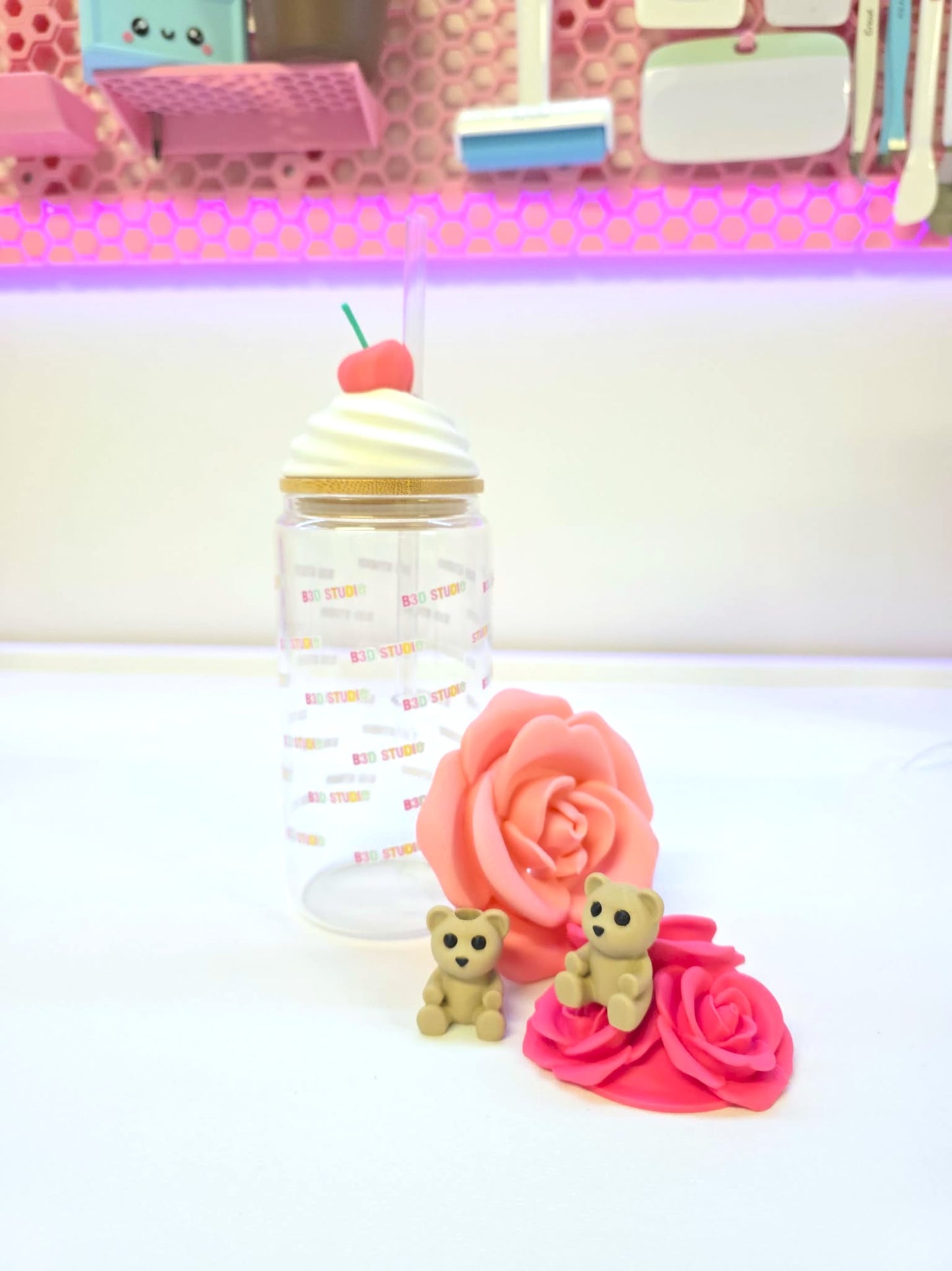 Teddy Bear Straw Topper 3D Print File (STL & 3MF Digital Download) 8mm + 10mm Sizes