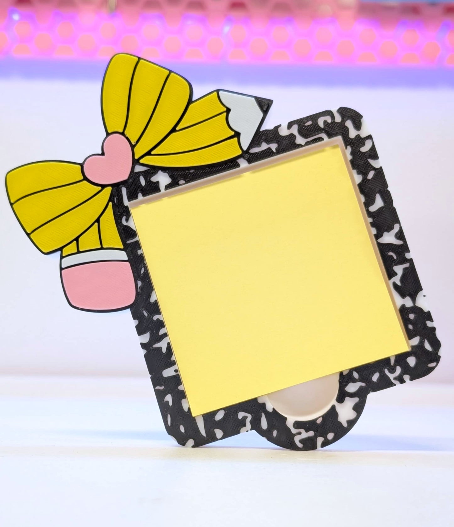 Composition Pencil Bow Sticky Note Holder - STL & 3MF - Digital Download