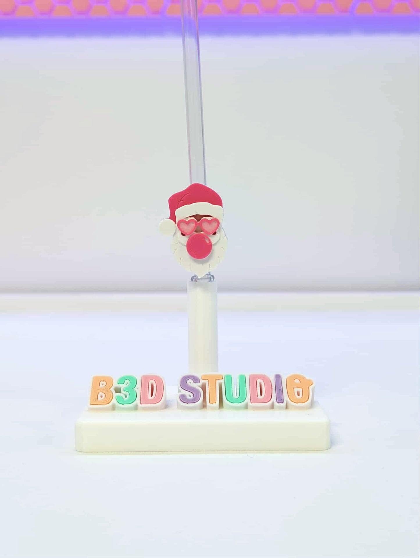 Sassy Santa Straw Topper 3D Print File (STL & 3MF Digital Download) 8mm + 10mm Sizes