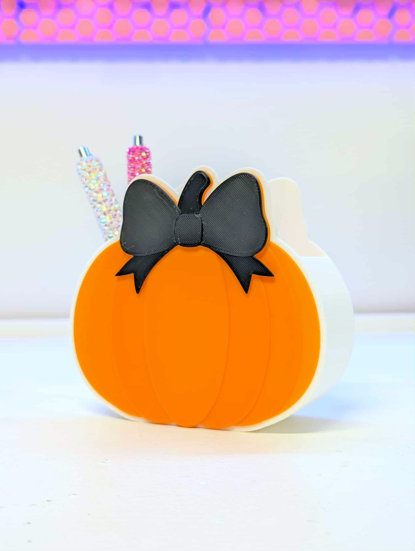 Digital Download - Bow Pumpkin Pen Holder STL & 3MF File