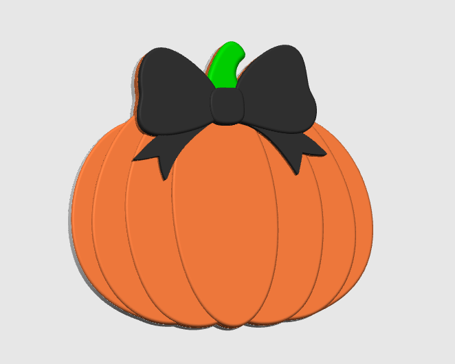 Bow Pumpkin Flat Back Embellishment Topper 3D Print File (STL & 3MF Digital Download)