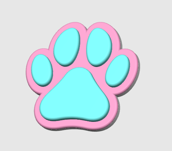 Dog Paw Badge Reel Topper 3D Print File (STL & 3MF Digital Download)