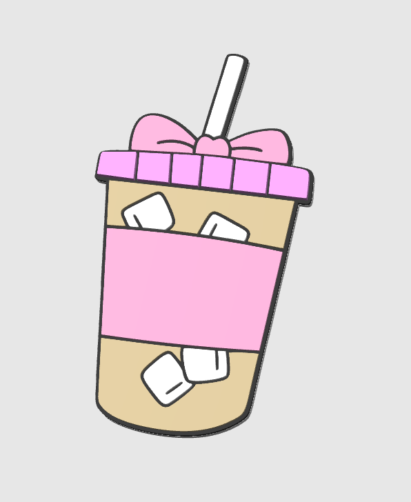 Iced Coffee Badge Reel Topper 3D Print File (STL & 3MF Digital Download)