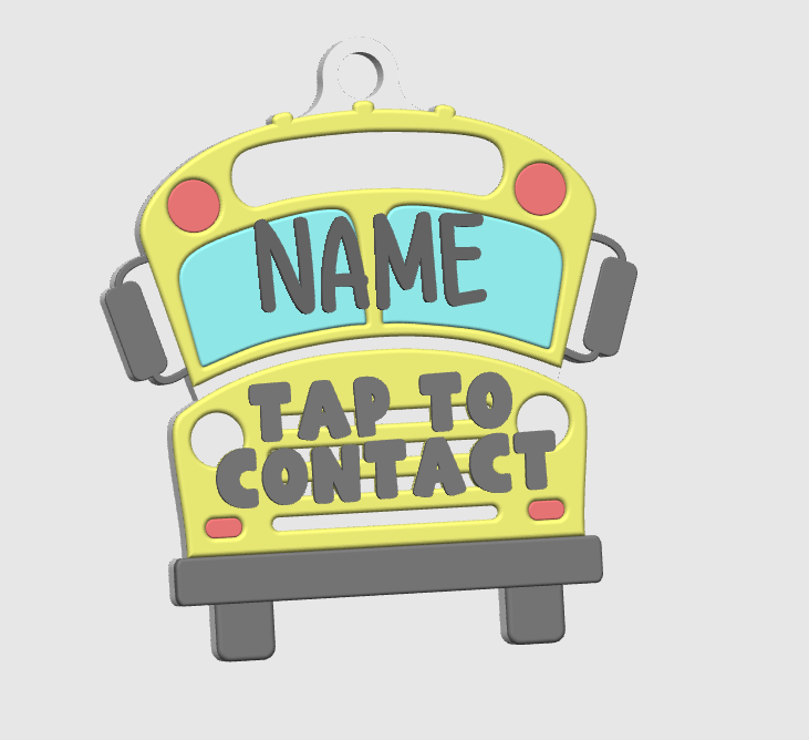 Digital Download - School Bus NFC Bag Tag - Editable Text Tap To Contact