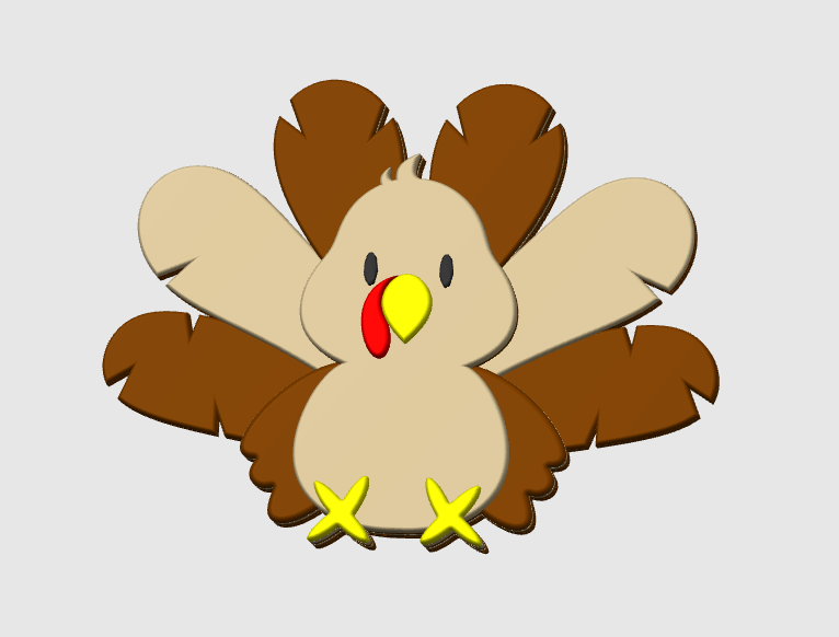 Flat Back Turkey Badge Reel Topper 3D Print File (STL & 3MF Digital Download)