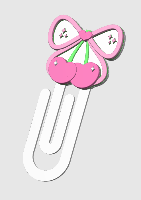 Cherry Bow Heart Paper Clip 3D Print File (STL & 3MF Digital Download)
