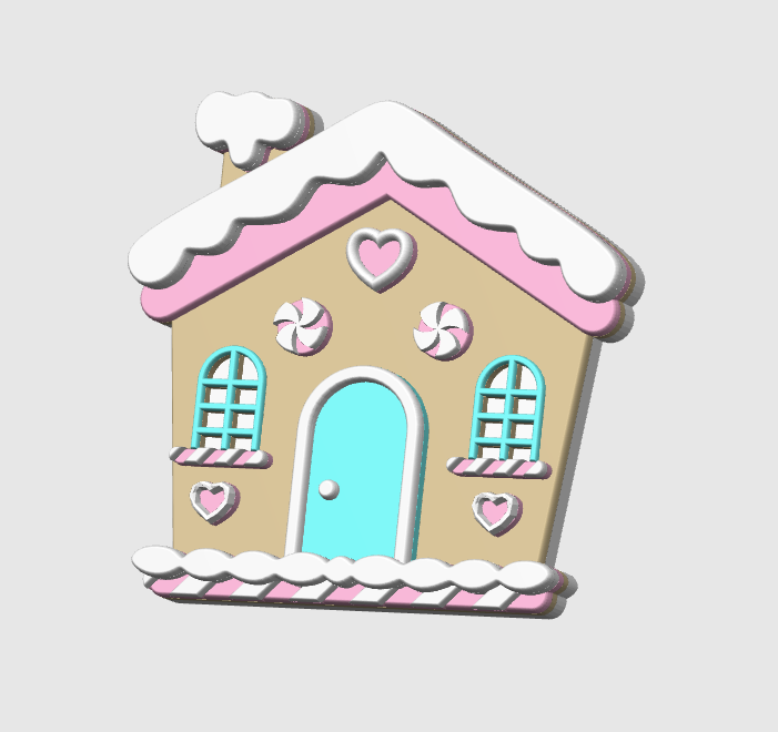 Gingerbread House Badge Reel Topper Flat Back 3D Print File (STL & 3MF Digital Download)