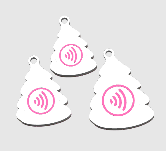 Christmas Tree Cake NFC Keychain STL/3MF Digital File Download