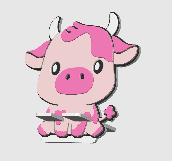 Cow Phone Holder 3D Print File: Desk Decor (STL/3MF Digital Download)