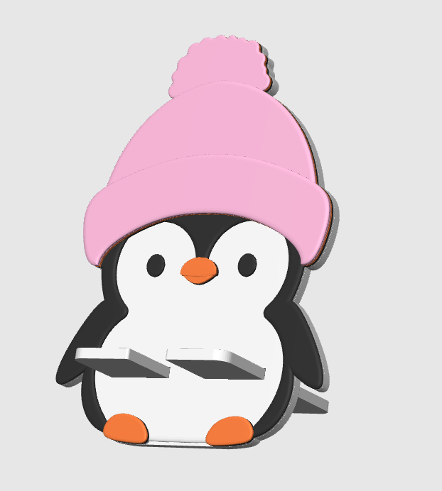 Cute Penguin Phone Holder 3D Print File: Fun Desk Decor (STL/3MF Digital Download)