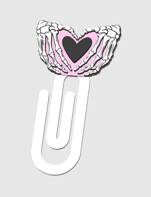 Skeleton Heart Hands Paper Clip 3D Print File (STL & 3MF Digital Download)