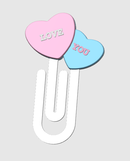 Candy Hearts Paper Clip 3D Print File (STL & 3MF Digital Download)