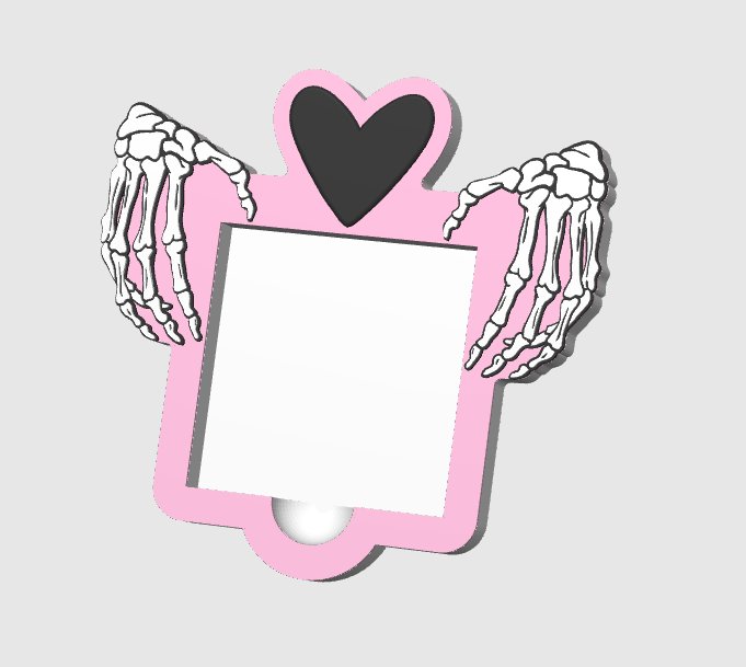 Skeleton Heart Hands Sticky Note Holder: 3D Print Desk Organizer (STL/3MF File)