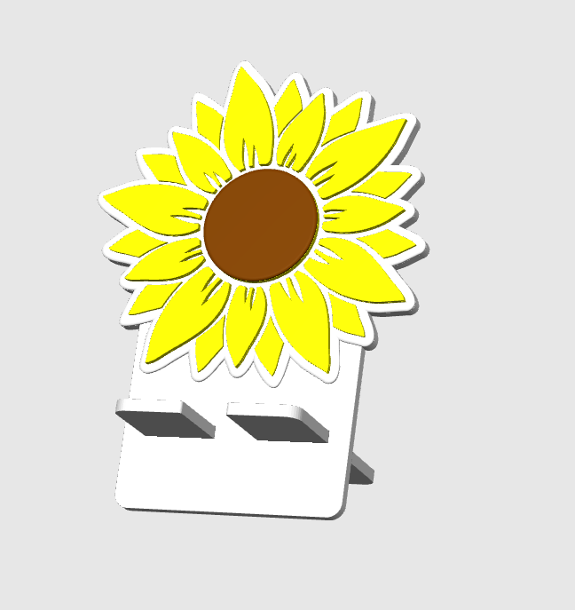 Sunflower Phone Holder 3D Print File: Desk Decor (STL/3MF Digital Download)