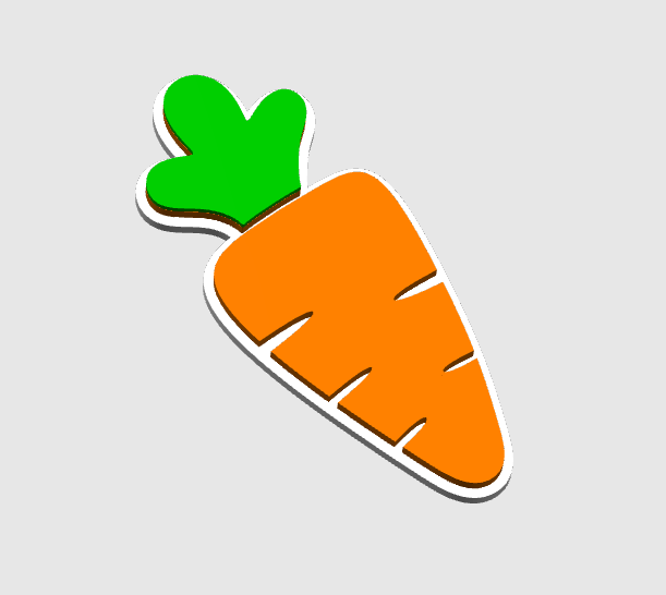 Carrot Badge Reel Topper Flat Back 3D Print File (STL & 3MF Digital Download)