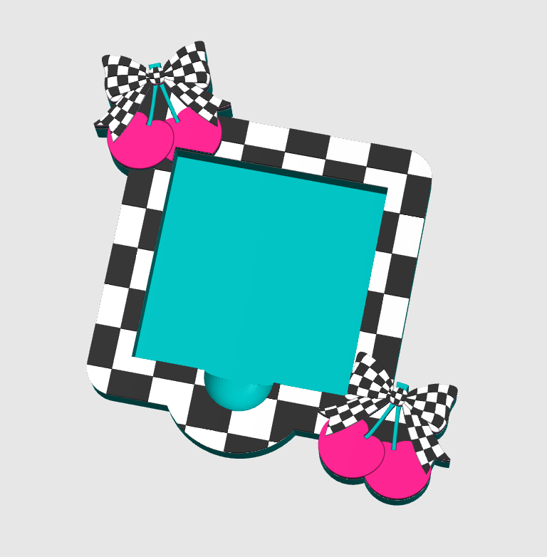 Checkered Cherry Sticky Note Holder: 3D Print File (STL/3MF Digital Download