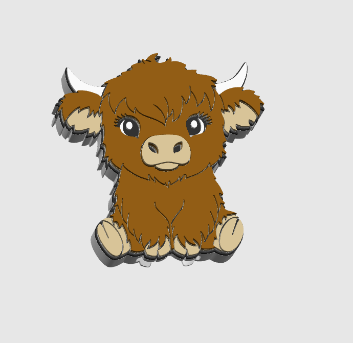 Highland Cow Can Opener Keychain 3D Print File (STL + 3MF Digital Download)