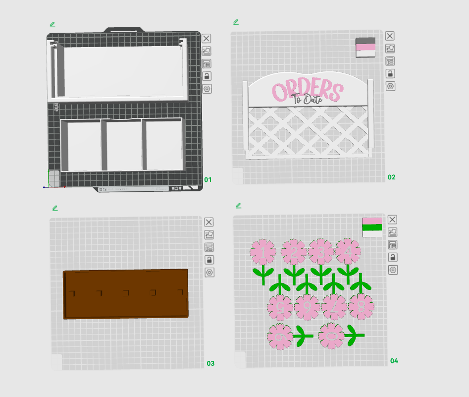 Floral Sales Order Tracker Stand – English & Spanish – 3D Print File STL 3MF Digital Download
