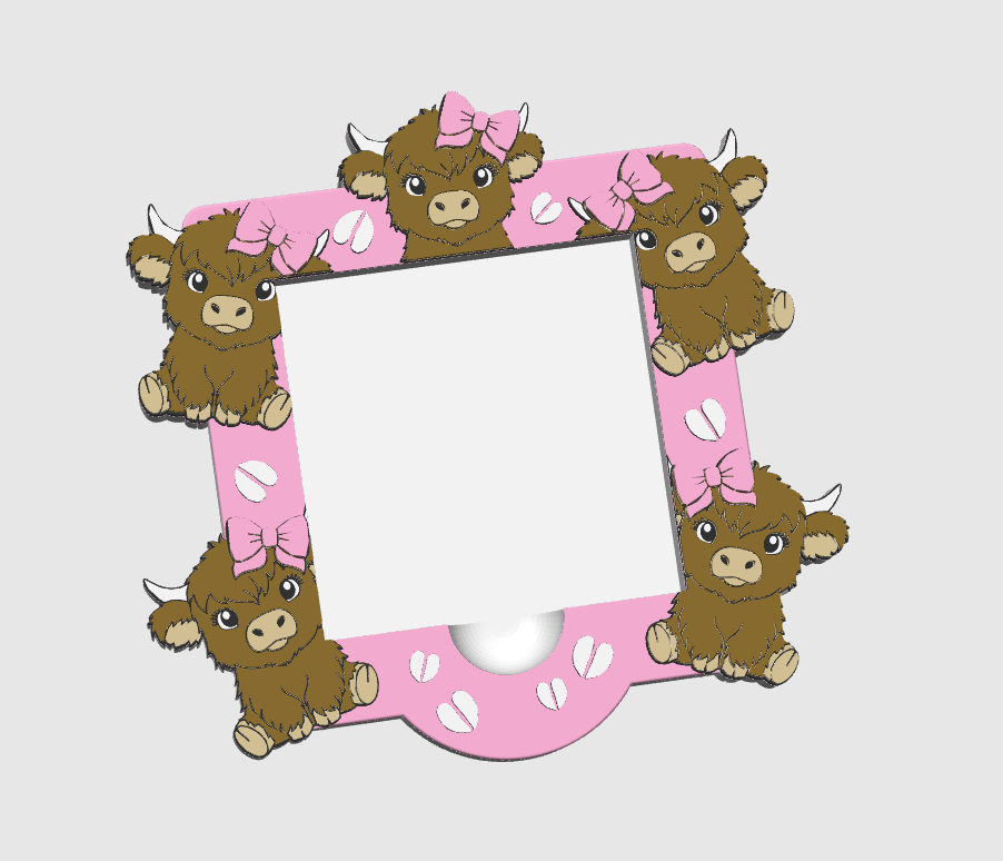 Highland Cow Bow Sticky Note Holder: 3D Print File (STL/3MF Digital Download)