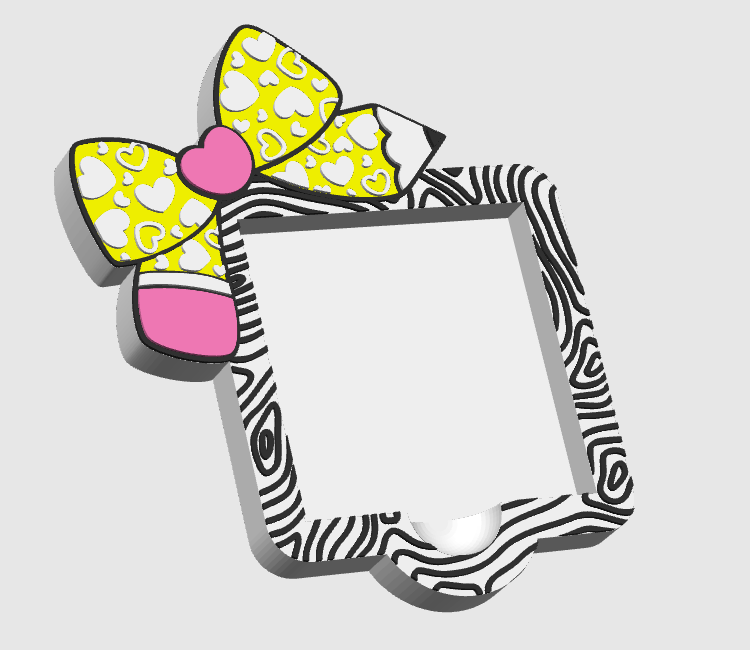 Heart Pencil Bow Sticky Note Holder - STL & 3MF - Digital Download