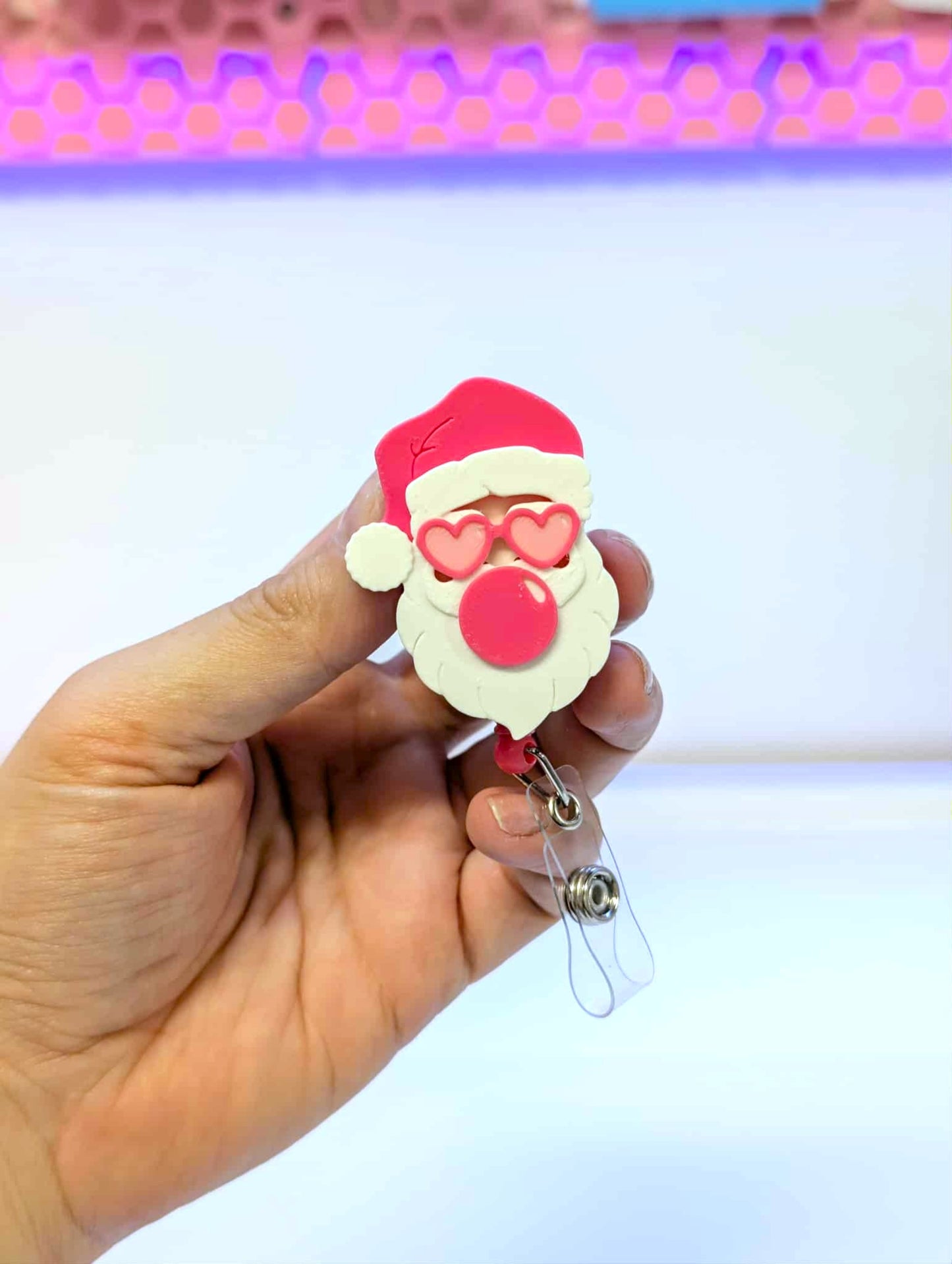 Sassy Santa Badge Reel Topper Flat Back 3D Print File (STL & 3MF Digital Download)
