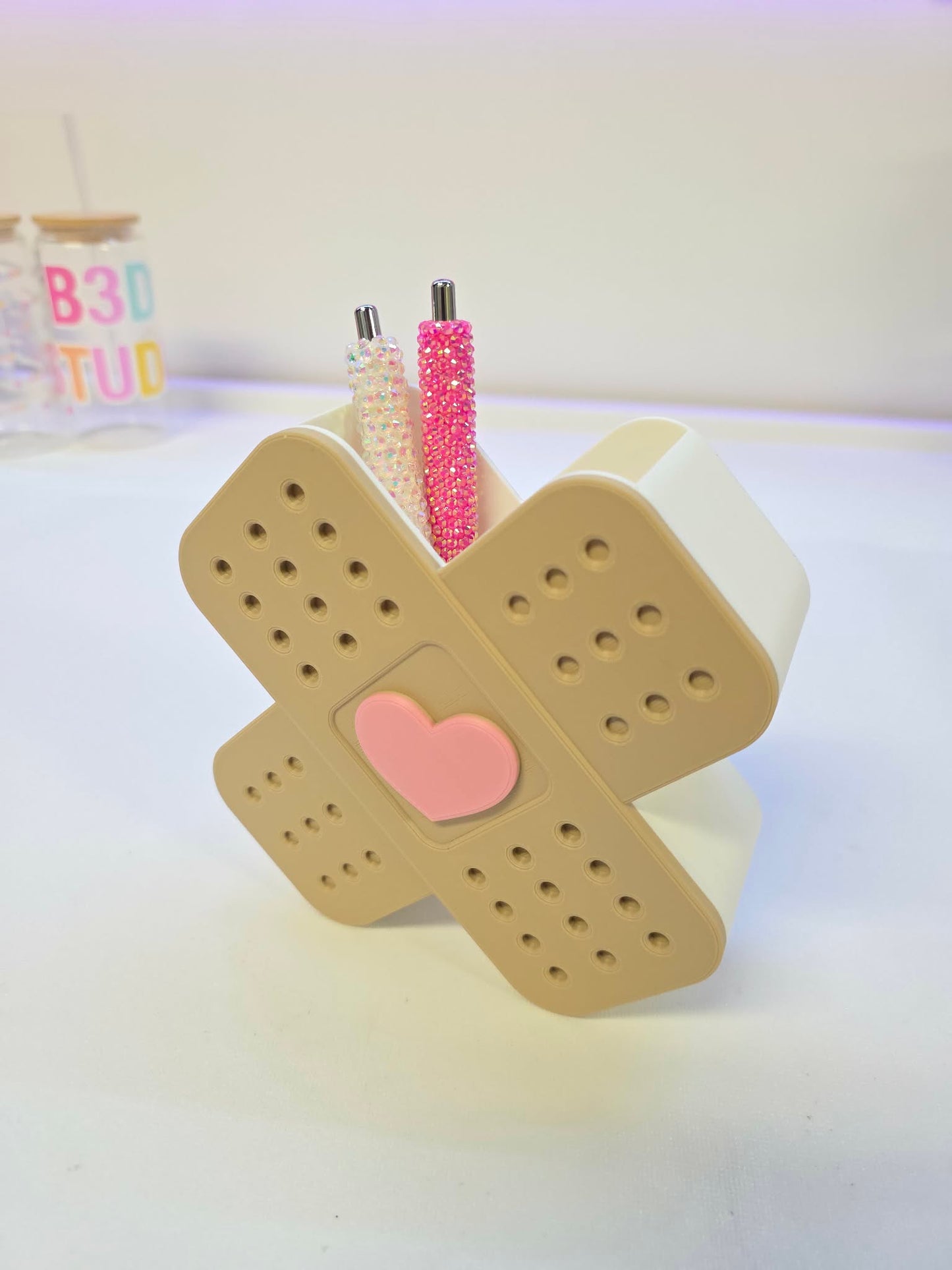 Heart Bandage Pen Holder: 3D Print STL & 3MF File (Digital Download)