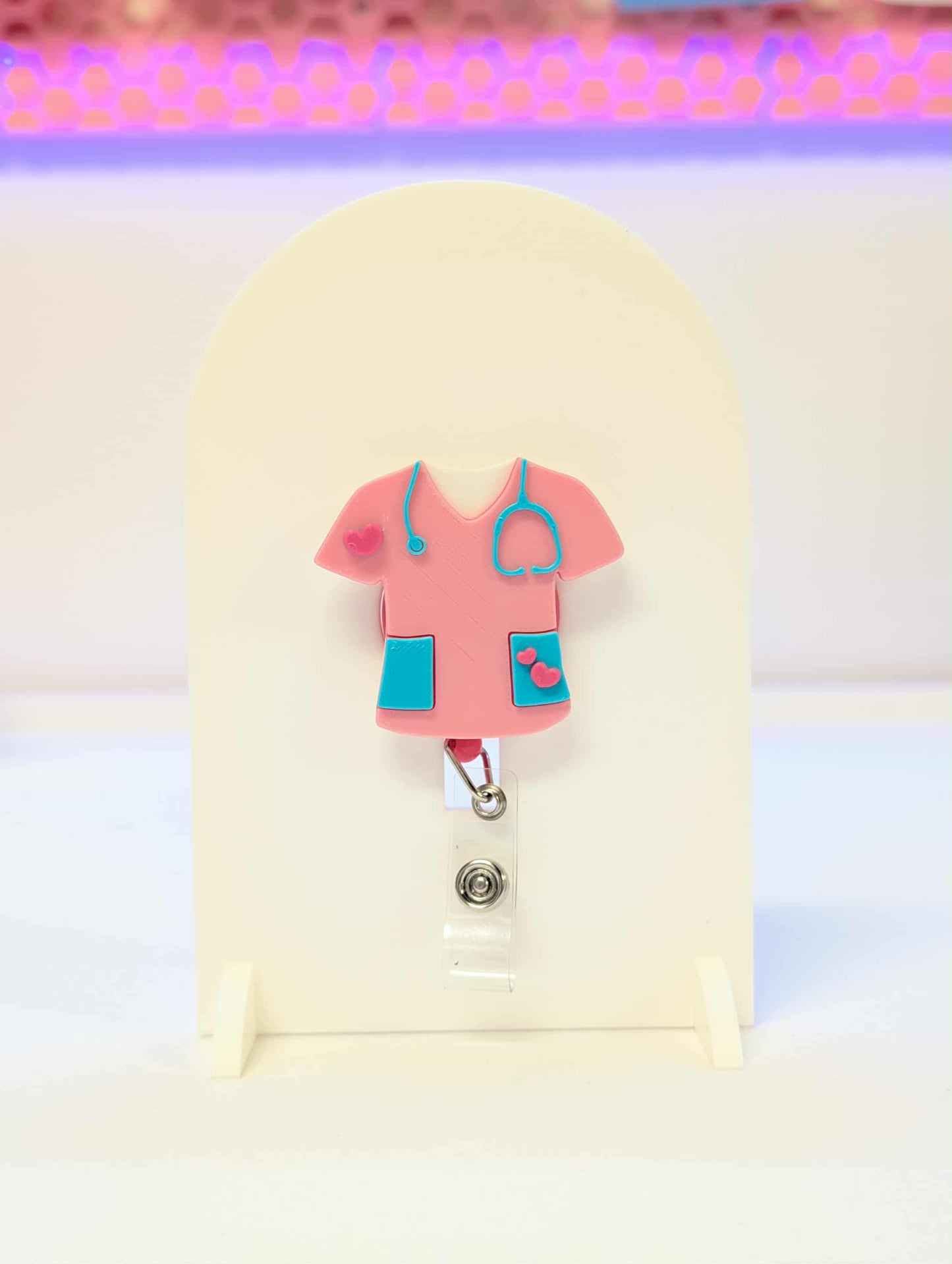 Scrub Top Badge Reel Topper Flat Back 3D Print File (STL & 3MF Digital Download)