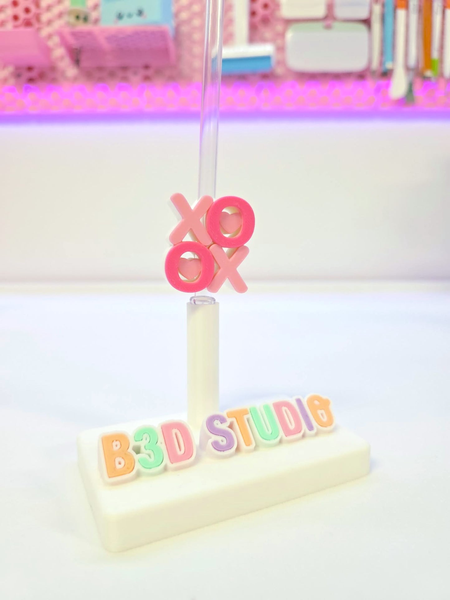 XO Hugs and Kisses Straw Topper 3D Print File (STL & 3MF Digital Download) 8mm + 10mm Sizes