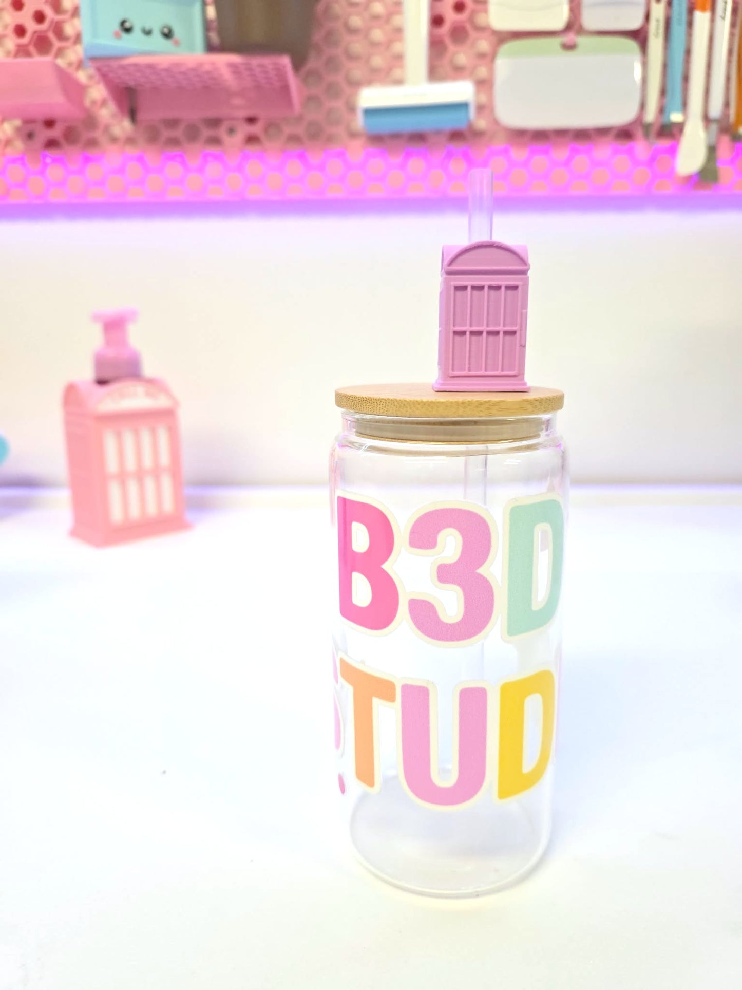 Phone Booth Straw Topper 3D Print File (STL & 3MF Digital Download) 8mm + 10mm Sizes