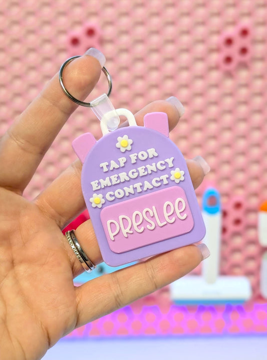 Digital Download - Daisy Backpack NFC Bag Tag - Editable Text Emergency Contact