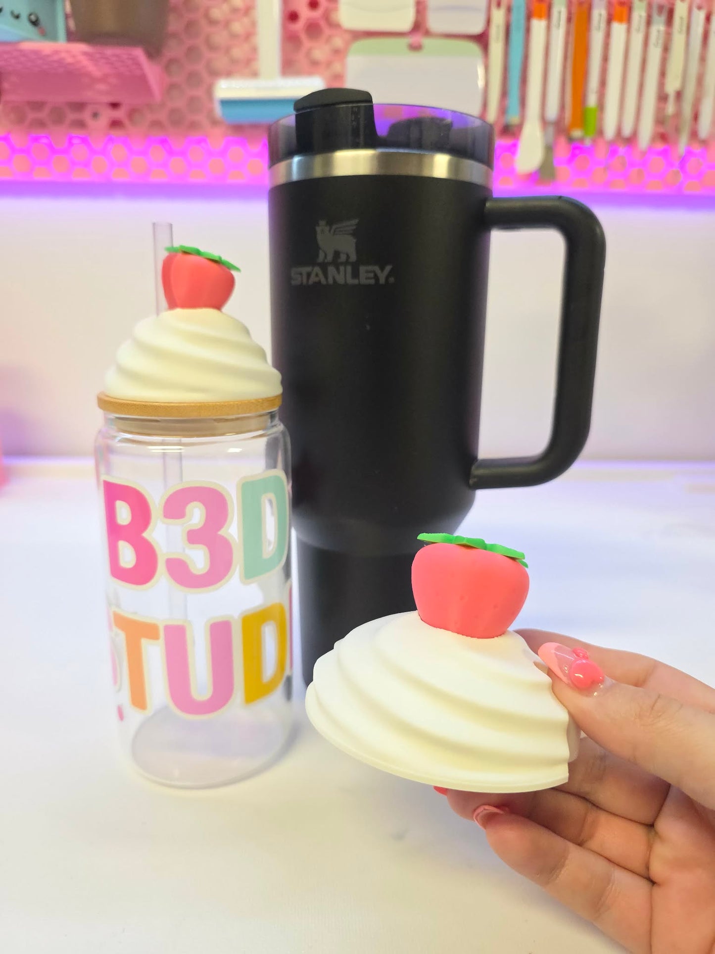 40oz Strawberry Whip Tumbler Topper: 3D Print STL & 3MF File Lid Toppers (Digital Download)