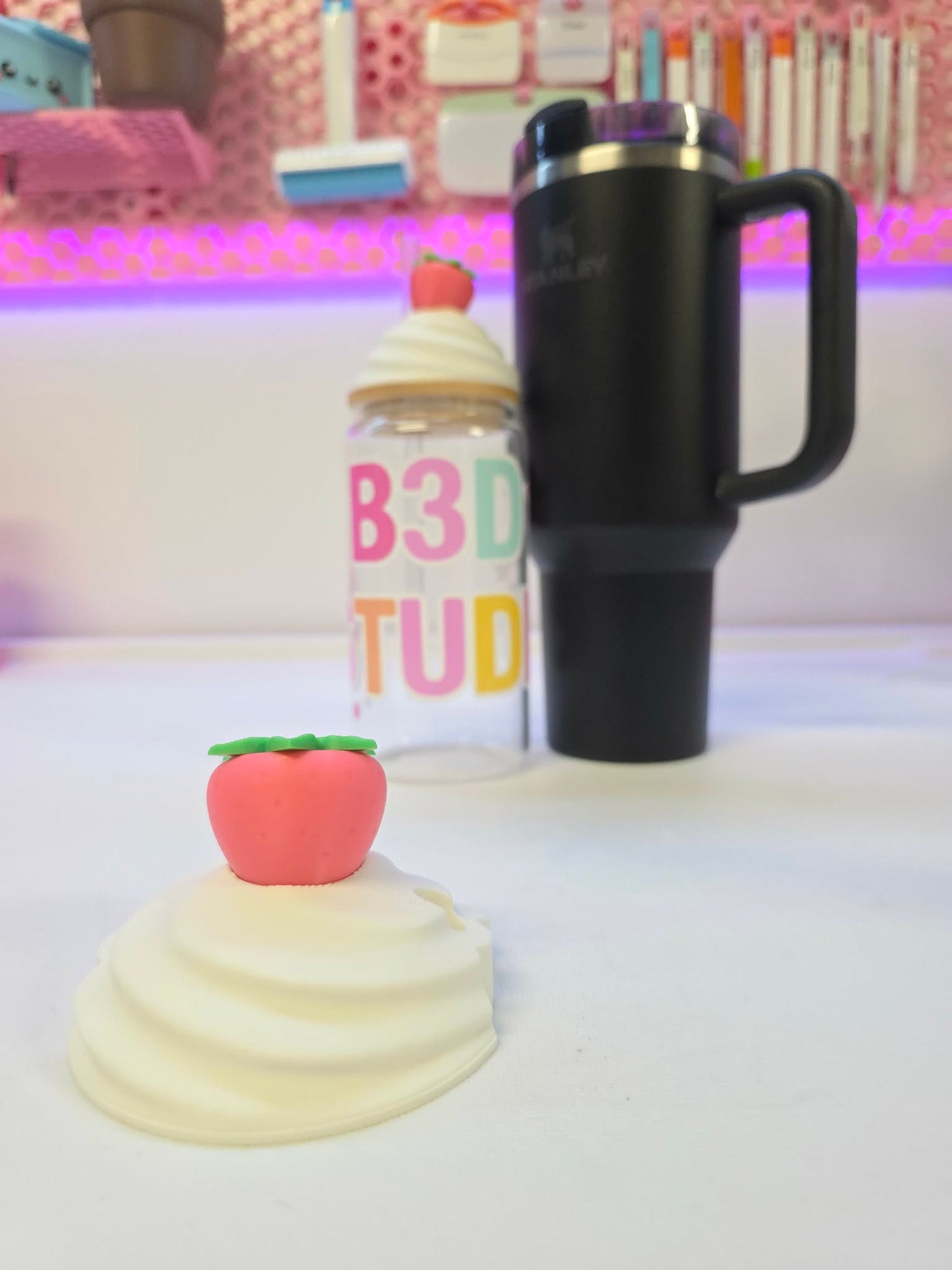 40oz Strawberry Whip Tumbler Topper: 3D Print STL & 3MF File Lid Toppers (Digital Download)