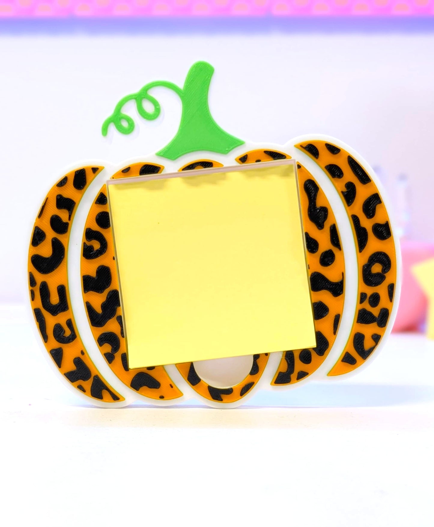 Leopard Print Pumpkin Sticky Note Holder - STL & 3MF - Digital Download