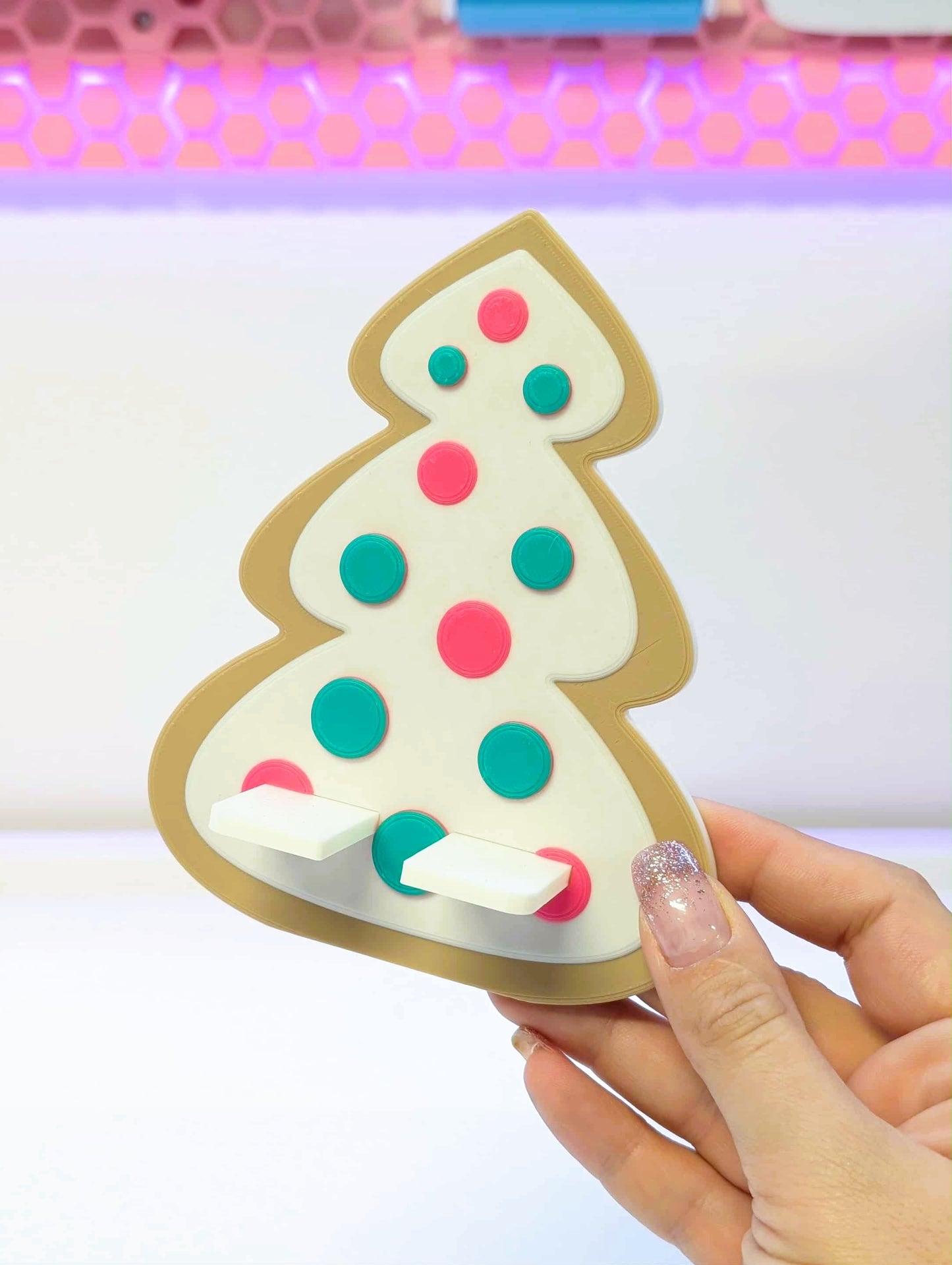 Christmas Cookie Tree Phone Holder 3D Print File: Holiday Desk Decor (STL/3MF Digital Download)