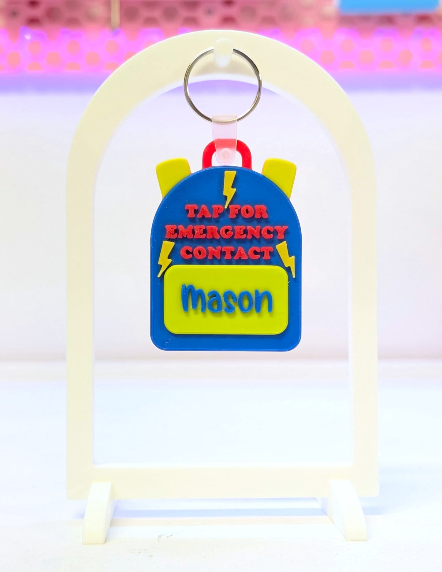 Digital Download - Lightning Backpack NFC Bag Tag - Editable Text Emergency Contact