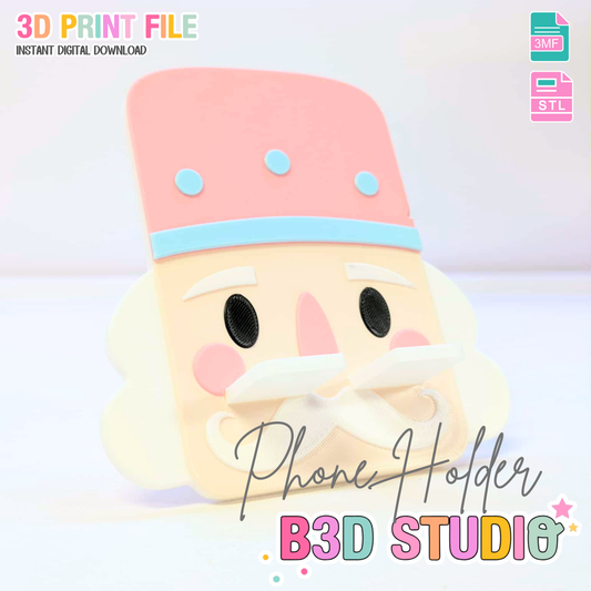 Nutcracker Phone Holder 3D Print File: Holiday Desk Decor (STL/3MF Digital Download)