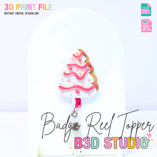 Christmas Tree Cake Badge Reel Topper Flat Back 3D Print File (STL & 3MF)